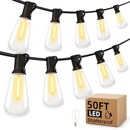 MGVIH 50ft Outdoor Patio String Lights
